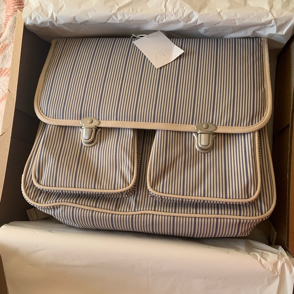 ZARA Satchel style school backpack with a striped print. - Picture 4 of 5